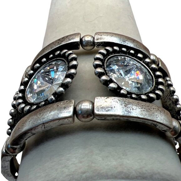 Stainless Steel Feather Necklace & Rhinestone Bracelet Set. B95 - Picture 7 of 12